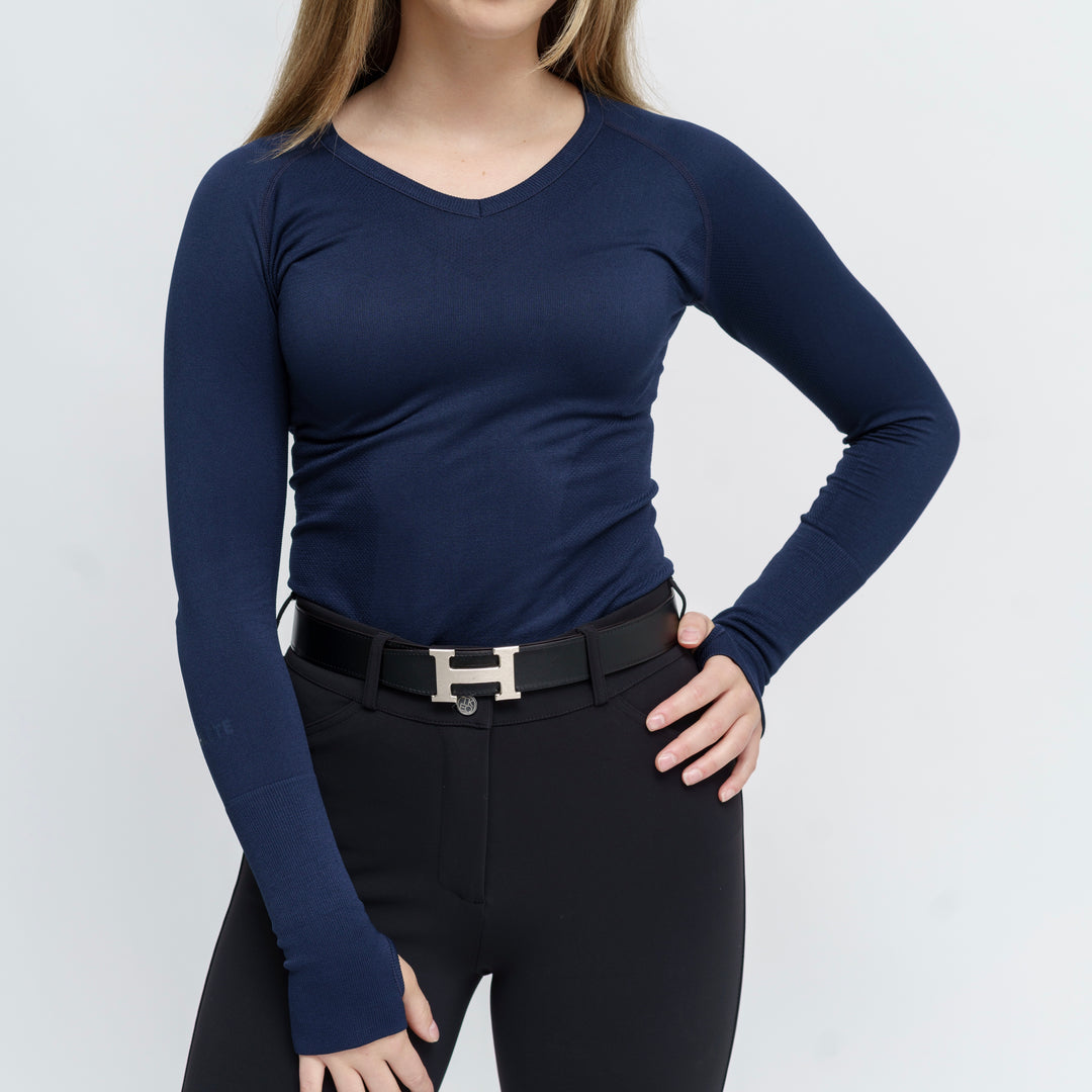 The 'KENNEDY' Seamless 2.0 V-Neck Long Sleeve | Classic Navy