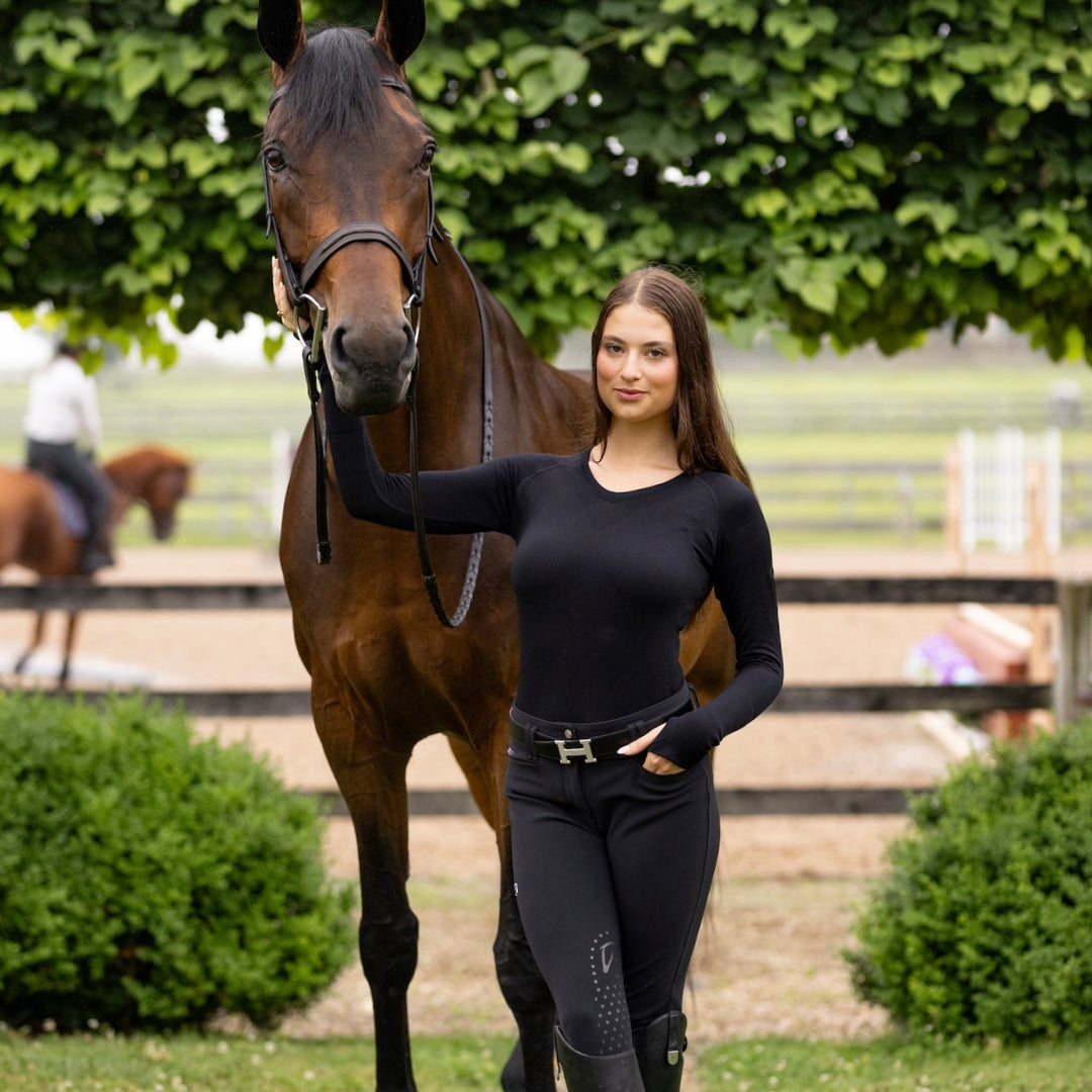 The 'KENNEDY' Seamless 2.0 V Neck Long Sleeve | Classic Black